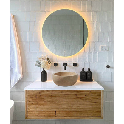 Natural Stone Classic Travertine Vessel Sink SKU-20020005 Installed at bathroom