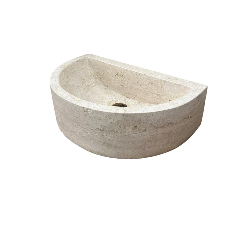 Natural Stone Deep Half Light Travertine Special Design Vessel Sink Honed and Filled (W)16.3" (L)10" (H)4.5"