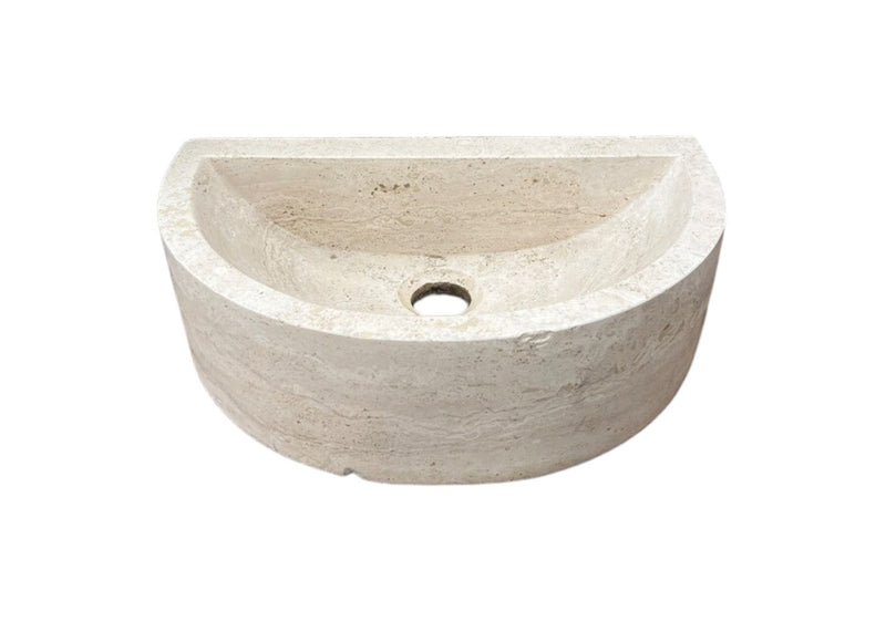Natural Stone Deep Half Light Travertine Special Design Vessel Sink Honed and Filled (W)16.3" (L)10" (H)4.5"