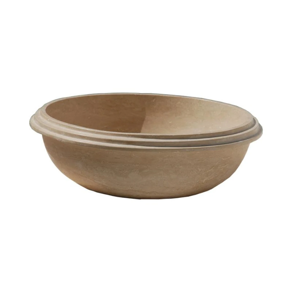 Natural Stone Light Travertine Vessel Sink SKU-20020041 on white background