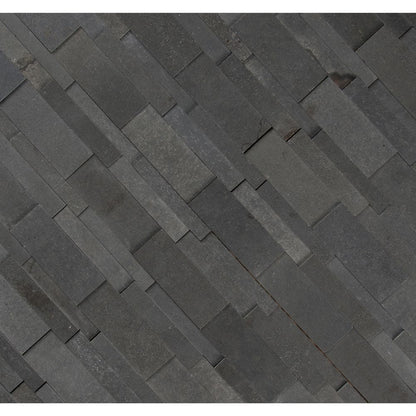 Neptune 3D 12X12 honed basalt mesh mounted mosaic tile SMOT BSLTB 3DH product shot multiple tiles angle view