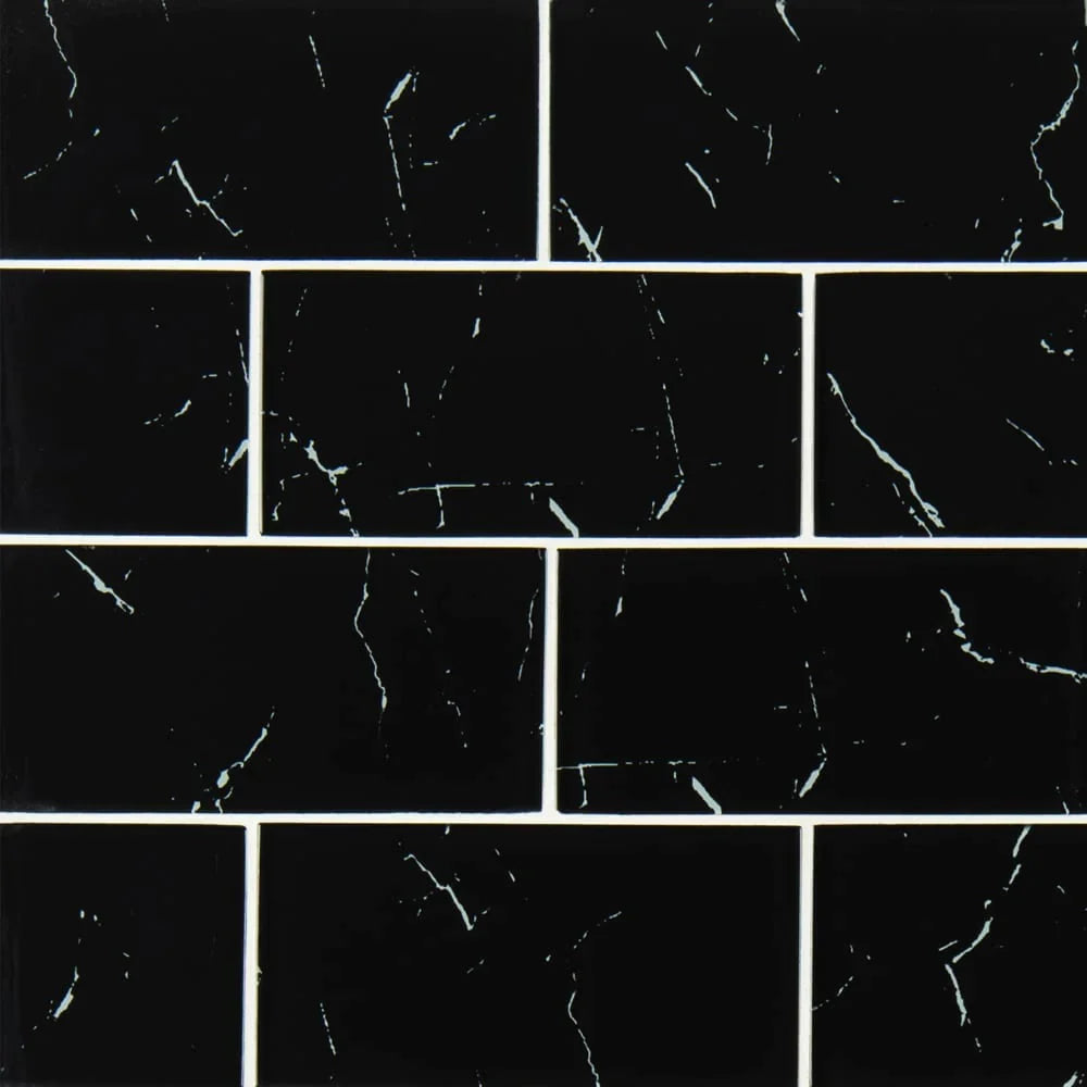 MSI Nero Marquina Glass Tile 3"x6"