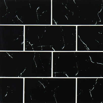 MSI Nero Marquina Glass Tile 3"x6"