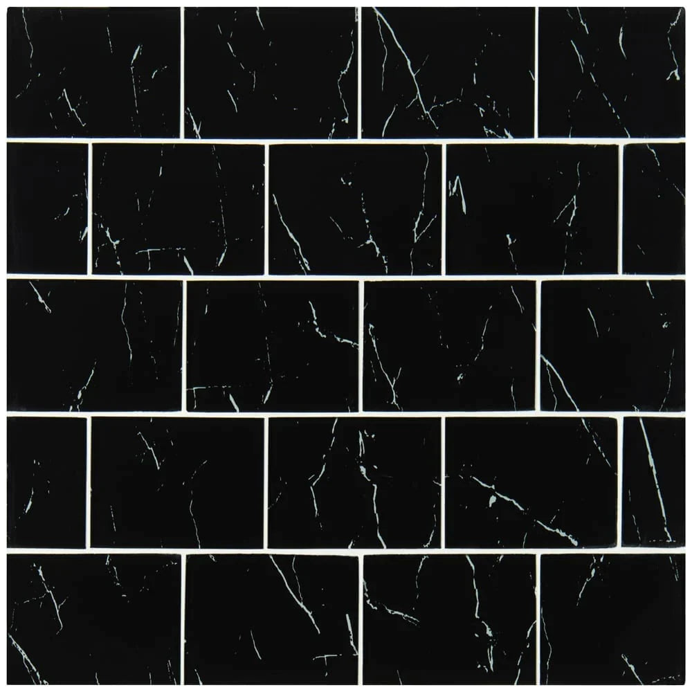 MSI Nero Marquina Glass Tile 3"x6"