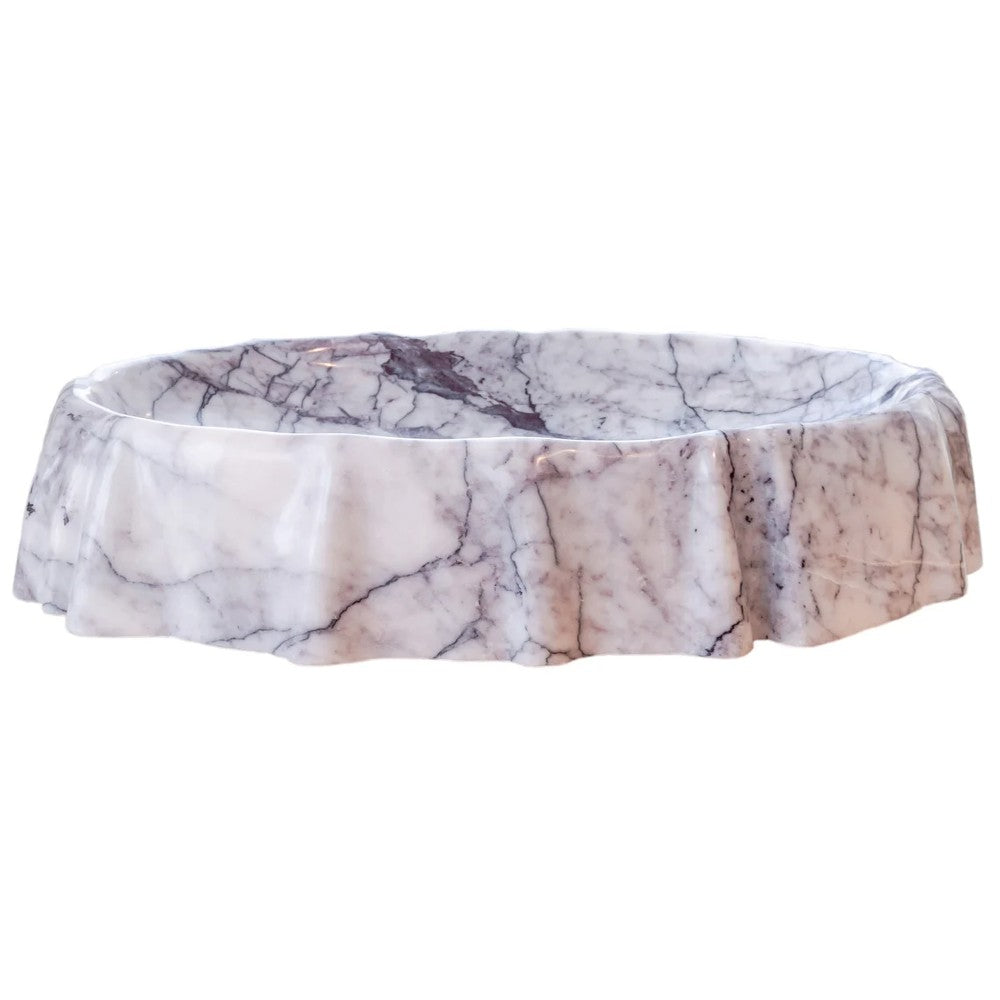 New York White Marble Oval Shape Vessel Sink Polished (W)16" (L)26" (H)5" SKU-NTRVS09 product shot front view