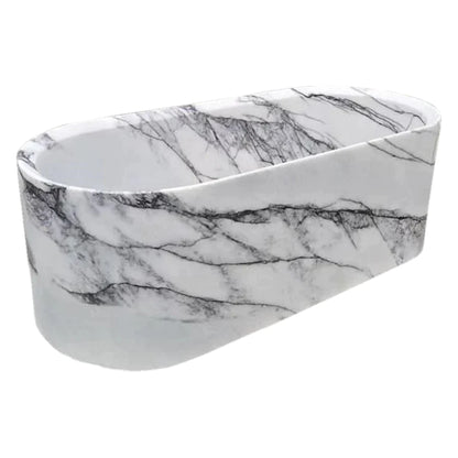 New York Marble Bathtub Hand-carved from Solid Marble Block (W)32" (L)73" (H)24"