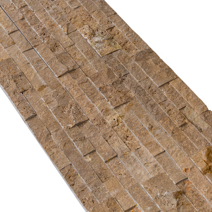 Noce Brown Ledger 3D Panel 6"x24" Natural Travertine Wall Tile - Full Truckload