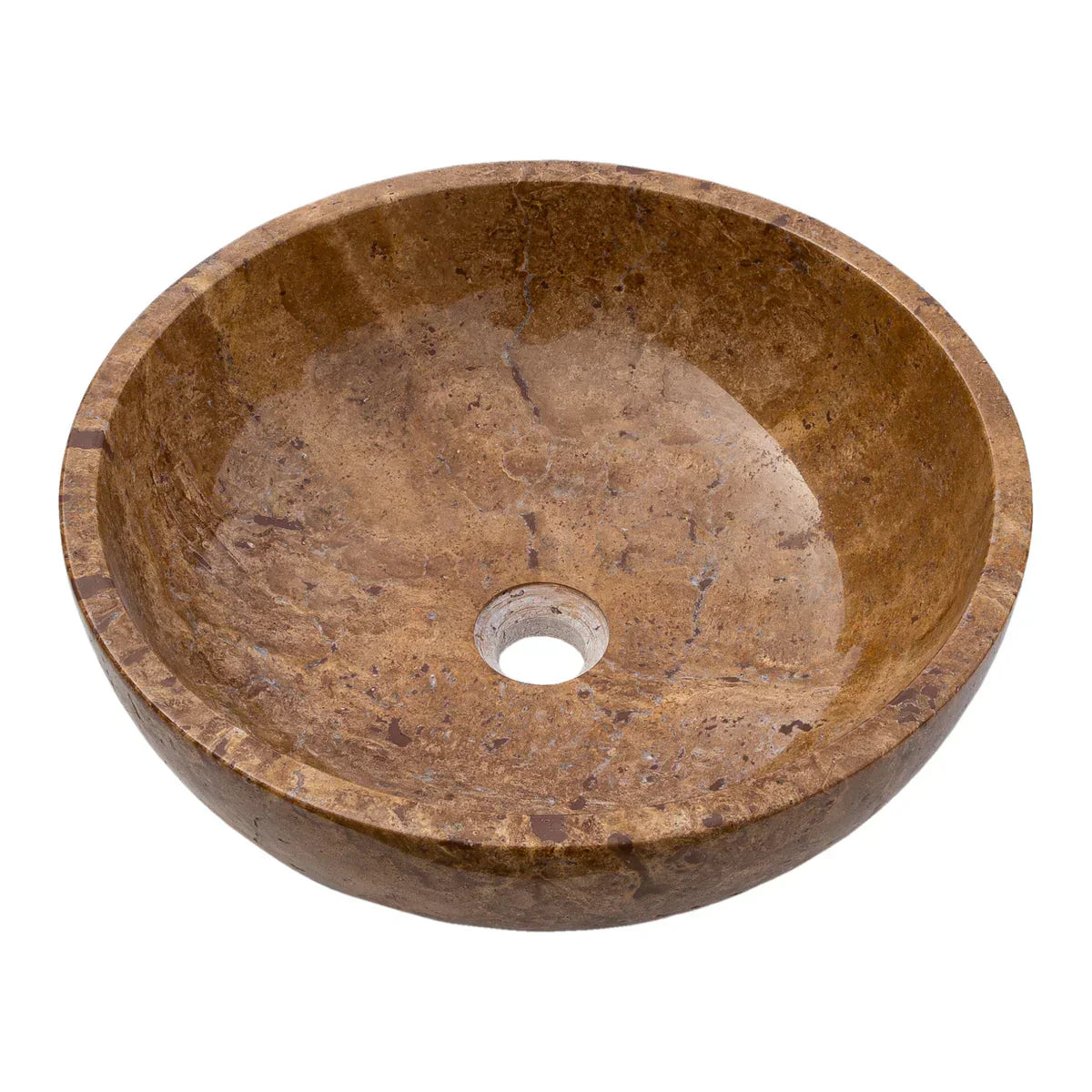 Noce Brown Travertine Natural Stone Above-vanity Bathroom Sink Polished (D)16" (H)6" angle view product shot