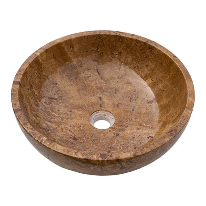 Noce Brown Travertine Natural Stone Above-vanity Bathroom Sink Polished (D)16" (H)6" angle view product shot