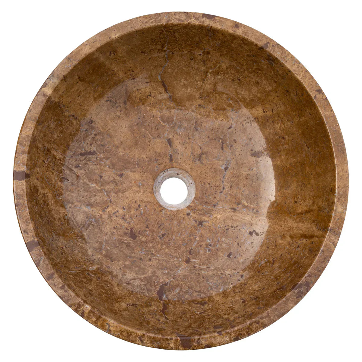 Noce Brown Travertine Natural Stone Above-vanity Bathroom Sink Polished (D)16" (H)6" top view product shot