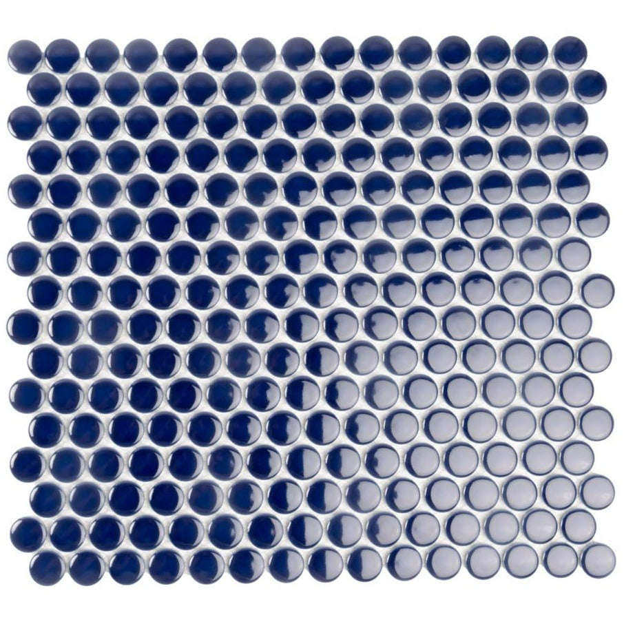 Indigo Blue 12x12 Glossy Penny Round Porcelain Mosaic Tile (10 pack, 9.87 sq ft/case)