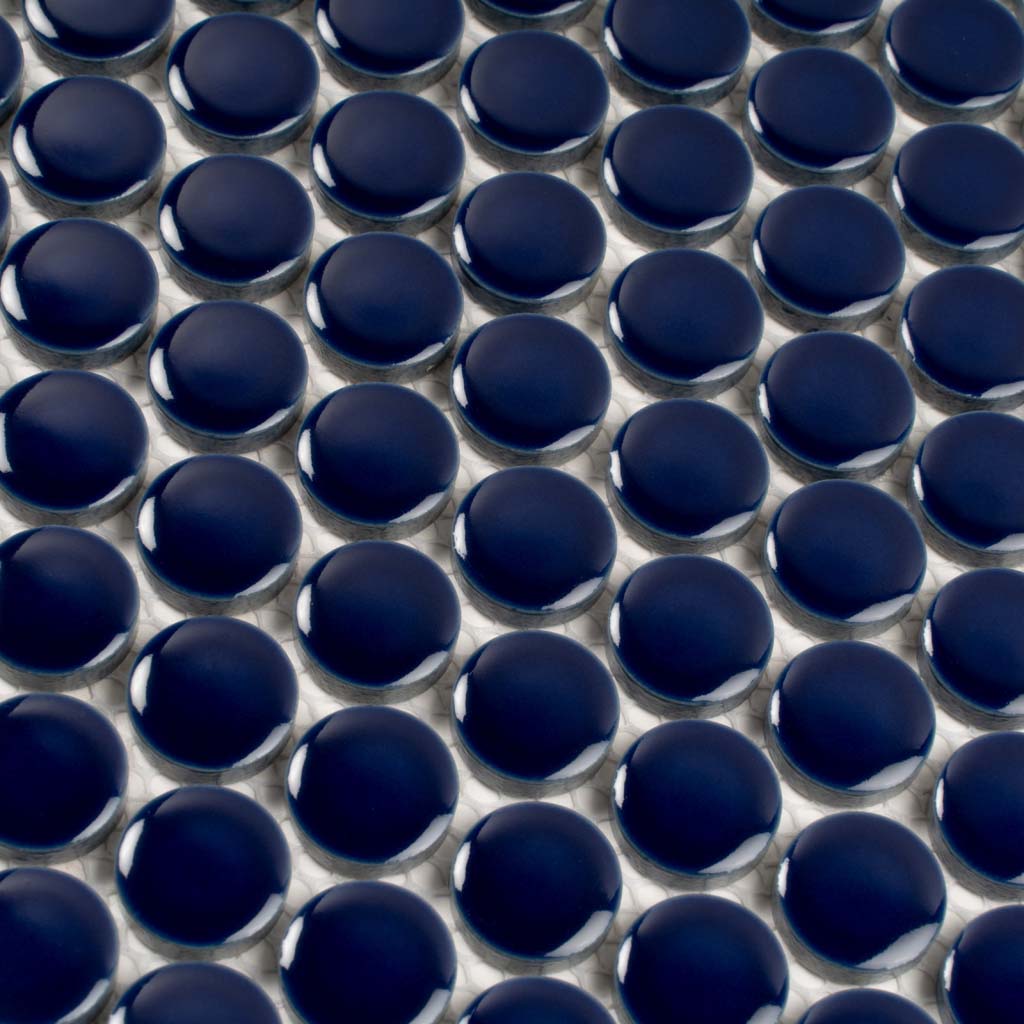 Indigo Blue 12x12 Glossy Penny Round Porcelain Mosaic Tile (10 pack, 9.87 sq ft/case)