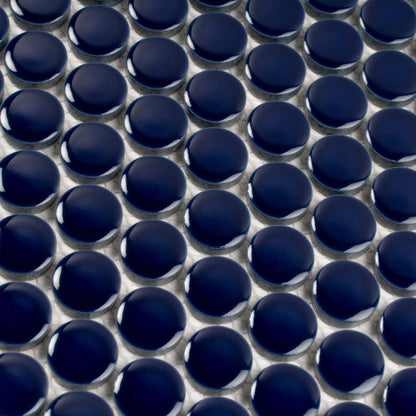 Indigo Blue 12x12 Glossy Penny Round Porcelain Mosaic Tile (10 pack, 9.87 sq ft/case) - Sample