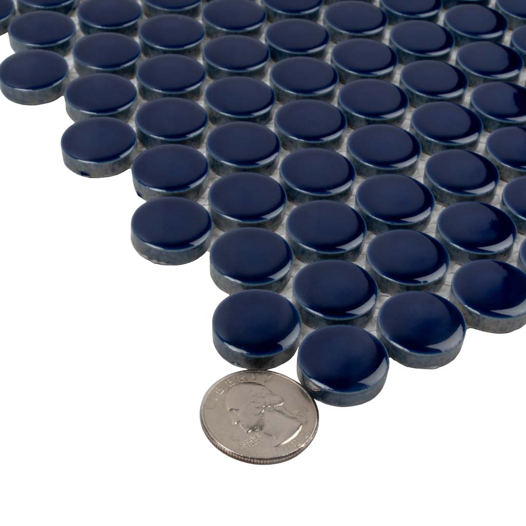 Indigo Blue 12x12 Glossy Penny Round Porcelain Mosaic Tile (10 pack, 9.87 sq ft/case)