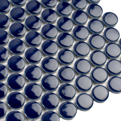 Indigo Blue 12x12 Glossy Penny Round Porcelain Mosaic Tile (10 pack, 9.87 sq ft/case)