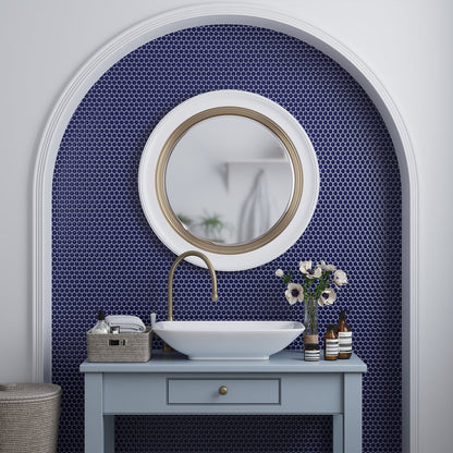 Indigo Blue 12x12 Glossy Penny Round Porcelain Mosaic Tile (10 pack, 9.87 sq ft/case)