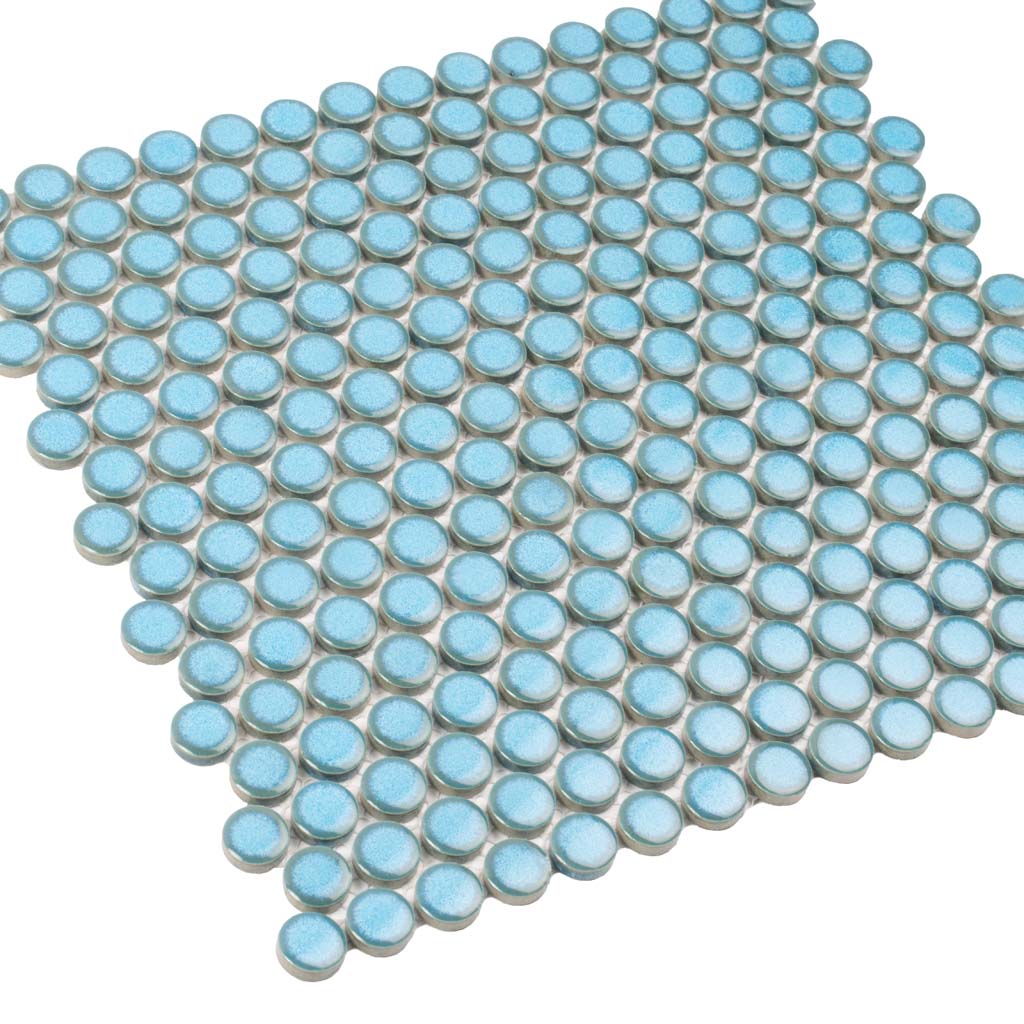 Sky Blue 12x12 Glossy Penny Round Porcelain Mosaic Tile (10 pack, 9.87 sq ft/case)