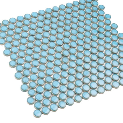 Sky Blue 12x12 Glossy Penny Round Porcelain Mosaic Tile (10 pack, 9.87 sq ft/case)