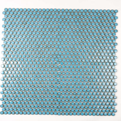 Sky Blue 12x12 Glossy Penny Round Porcelain Mosaic Tile (10 pack, 9.87 sq ft/case) - Sample