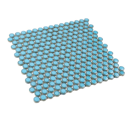 Sky Blue 12x12 Glossy Penny Round Porcelain Mosaic Tile (10 pack, 9.87 sq ft/case)