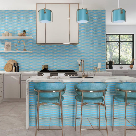 Sky Blue 12x12 Glossy Penny Round Porcelain Mosaic Tile (10 pack, 9.87 sq ft/case) - Sample