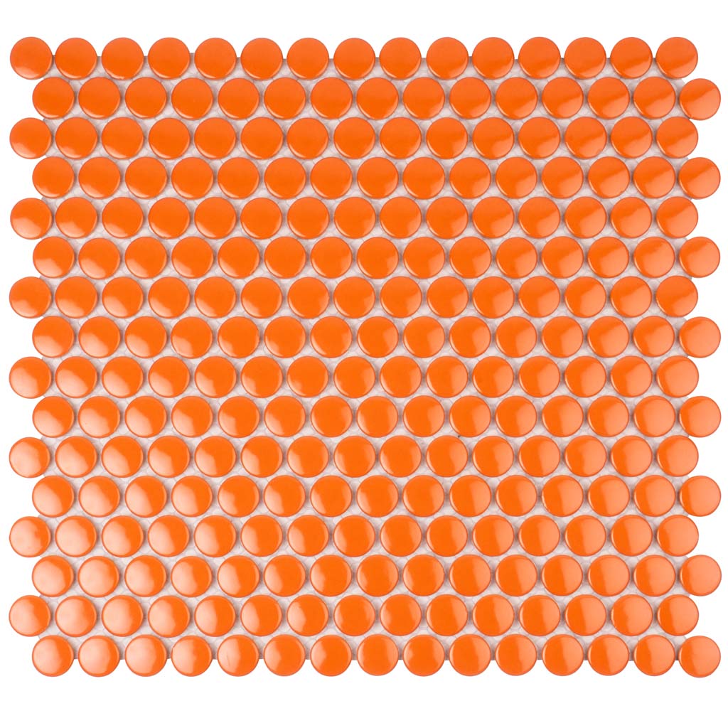 Orange 12x12 Glossy Penny Round Porcelain Mosaic Tile (10 pack, 9.87 sq ft/case)