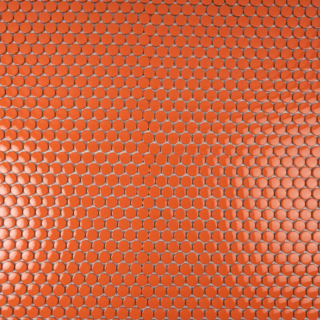 Orange 12x12 Glossy Penny Round Porcelain Mosaic Tile (10 pack, 9.87 sq ft/case)