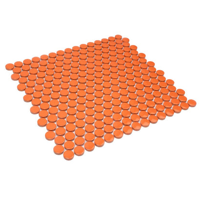 Orange 12x12 Glossy Penny Round Porcelain Mosaic Tile (10 pack, 9.87 sq ft/case)