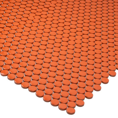 Orange 12x12 Glossy Penny Round Porcelain Mosaic Tile (10 pack, 9.87 sq ft/case)