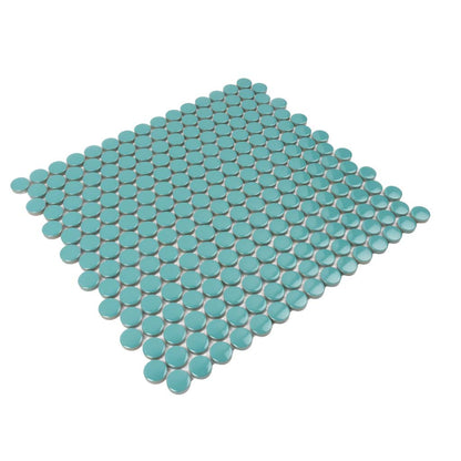 Turquoise 12x12 Glossy Penny Round Porcelain Mosaic Tile (10 pack, 9.87 sq ft/case)