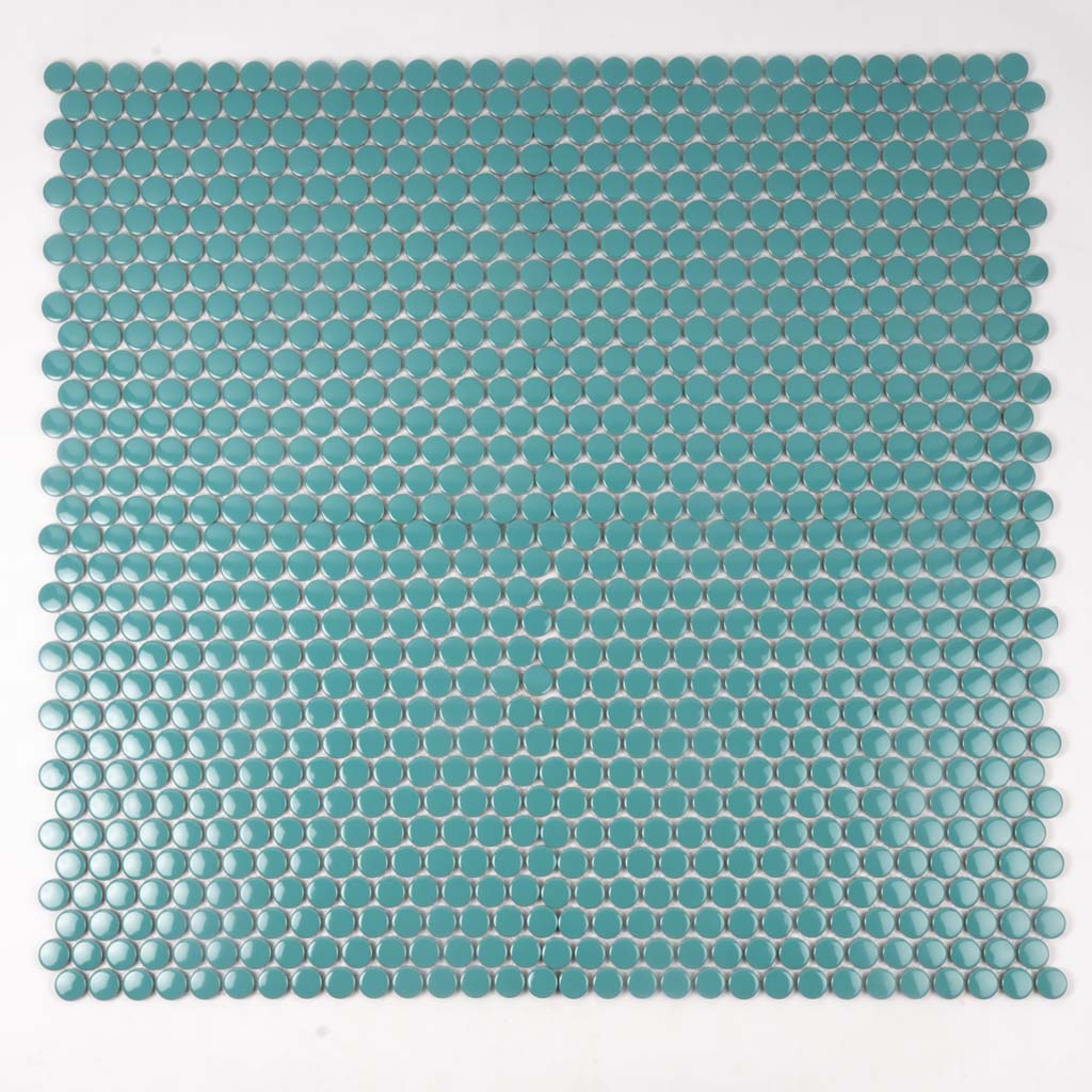 Turquoise 12x12 Glossy Penny Round Porcelain Mosaic Tile (10 pack, 9.87 sq ft/case)
