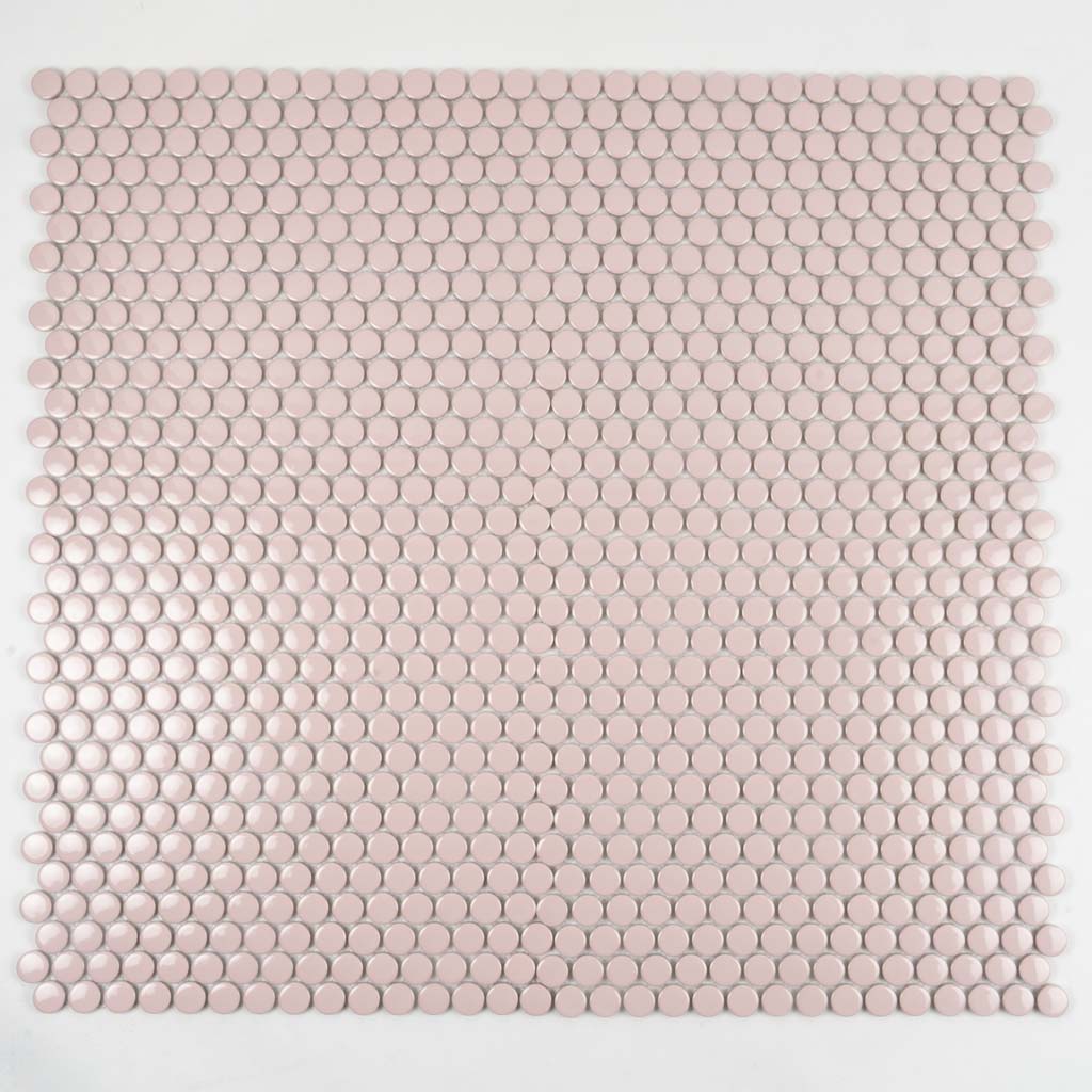 Nude Pink 12x12 Glossy Penny Round Porcelain Mosaic Tile (10 pack, 9.87 sq ft/case)