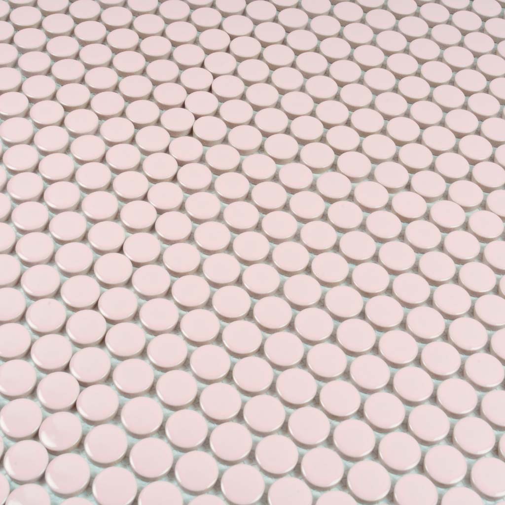 Nude Pink 12x12 Glossy Penny Round Porcelain Mosaic Tile (10 pack, 9.87 sq ft/case)