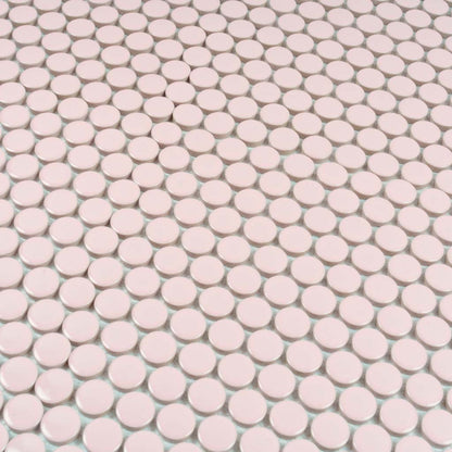 Nude Pink 12x12 Glossy Penny Round Porcelain Mosaic Tile (10 pack, 9.87 sq ft/case) - Sample