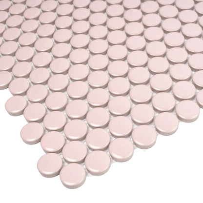 Nude Pink 12x12 Glossy Penny Round Porcelain Mosaic Tile (10 pack, 9.87 sq ft/case)