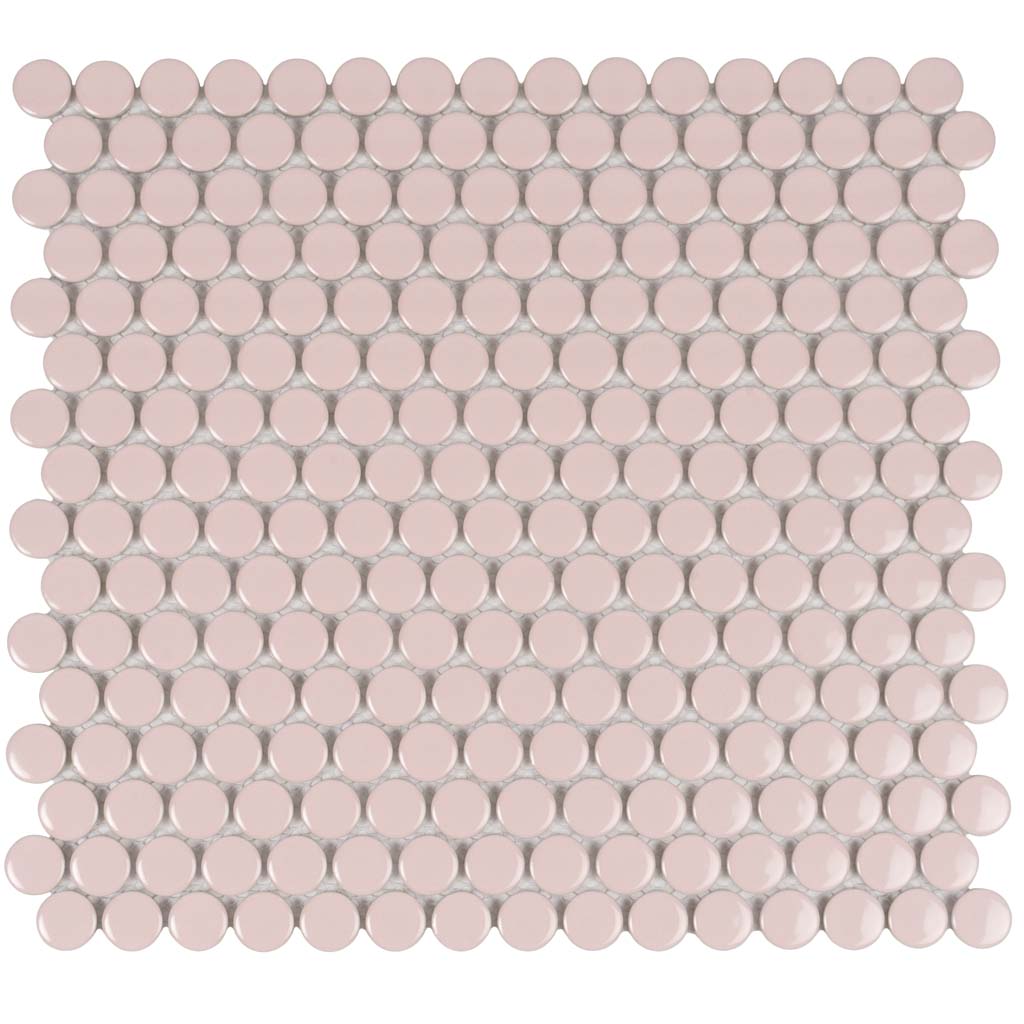 Nude Pink 12x12 Glossy Penny Round Porcelain Mosaic Tile (10 pack, 9.87 sq ft/case)