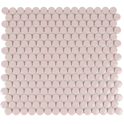Nude Pink 12x12 Glossy Penny Round Porcelain Mosaic Tile (10 pack, 9.87 sq ft/case) - Sample