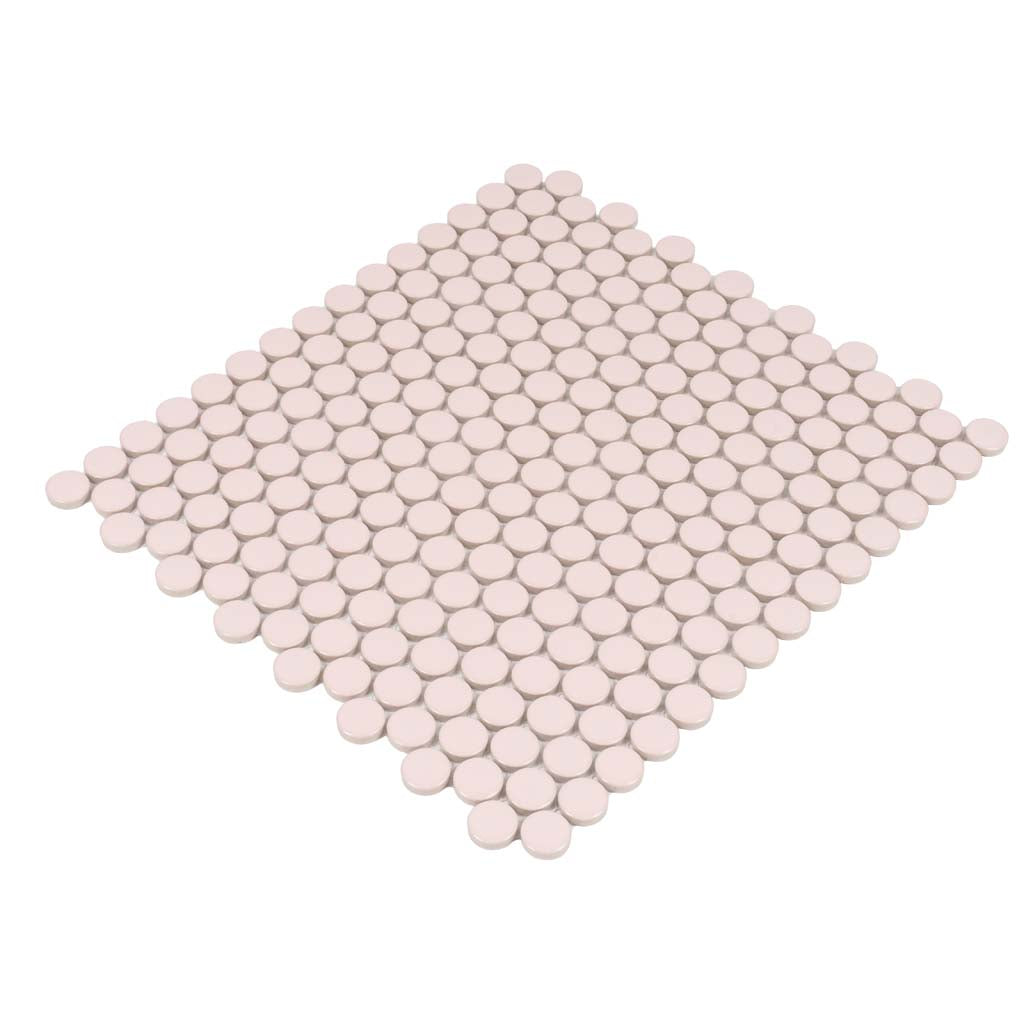 Nude Pink 12x12 Glossy Penny Round Porcelain Mosaic Tile (10 pack, 9.87 sq ft/case)