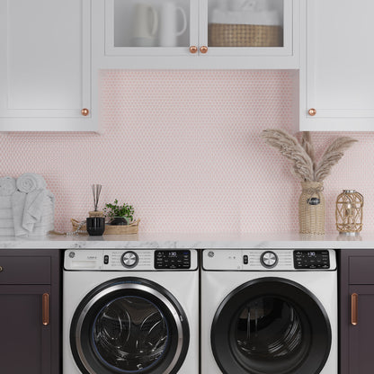 Nude Pink 12x12 Glossy Penny Round Porcelain Mosaic Tile (10 pack, 9.87 sq ft/case)