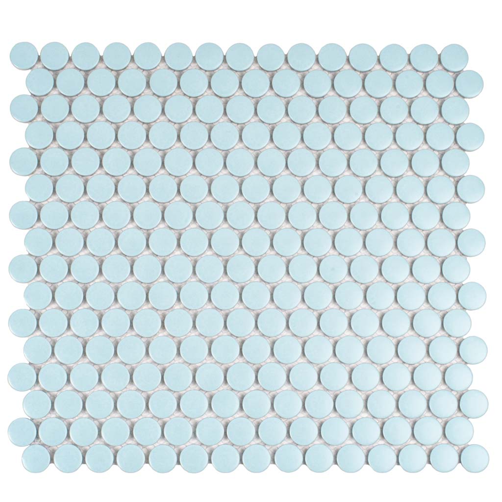 Cyan Blue 12x12 Matte Penny Round Porcelain Mosaic Tile (10 pack, 9.87 sq ft/case)