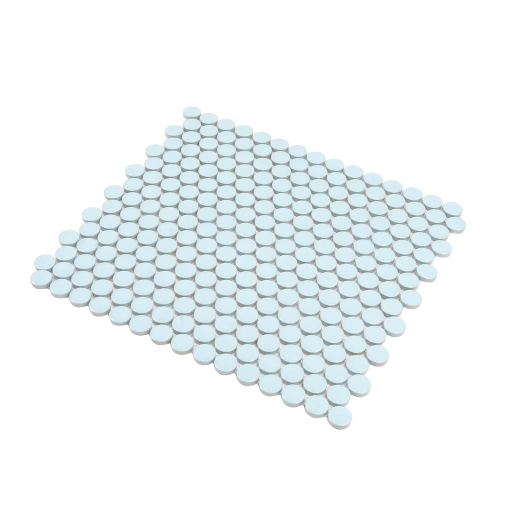 Cyan Blue 12x12 Matte Penny Round Porcelain Mosaic Tile (10 pack, 9.87 sq ft/case)