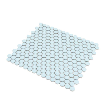 Cyan Blue 12x12 Matte Penny Round Porcelain Mosaic Tile (10 pack, 9.87 sq ft/case) - Sample