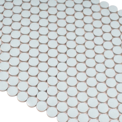 Cyan Blue 12x12 Matte Penny Round Porcelain Mosaic Tile (10 pack, 9.87 sq ft/case) - Sample