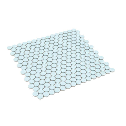 Cyan Blue 12x12 Matte Penny Round Porcelain Mosaic Tile (10 pack, 9.87 sq ft/case)