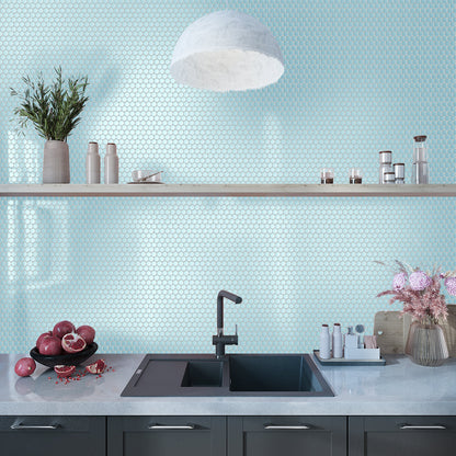 Cyan Blue 12x12 Matte Penny Round Porcelain Mosaic Tile (10 pack, 9.87 sq ft/case)