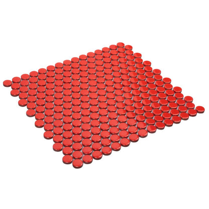 Red 12x12 Glossy Penny Round Porcelain Mosaic Tile (10 pack, 9.87 sq ft/case)