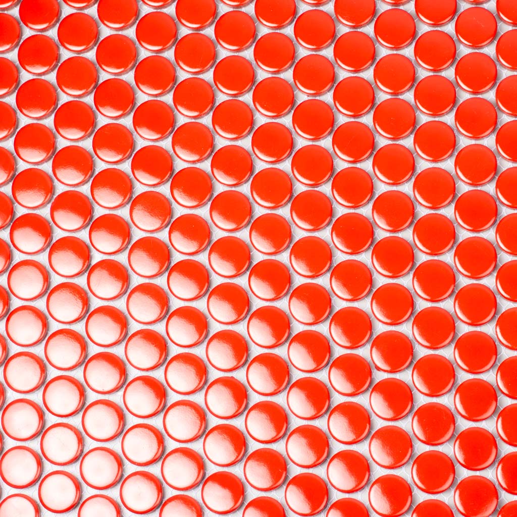 Red 12x12 Glossy Penny Round Porcelain Mosaic Tile (10 pack, 9.87 sq ft/case)
