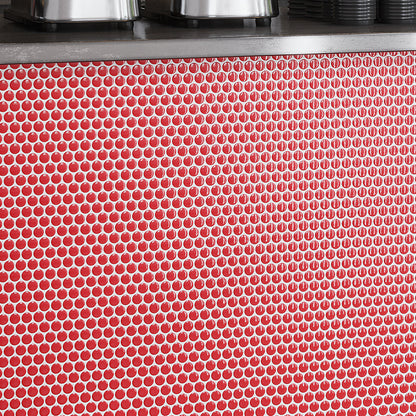Red 12x12 Glossy Penny Round Porcelain Mosaic Tile (10 pack, 9.87 sq ft/case)