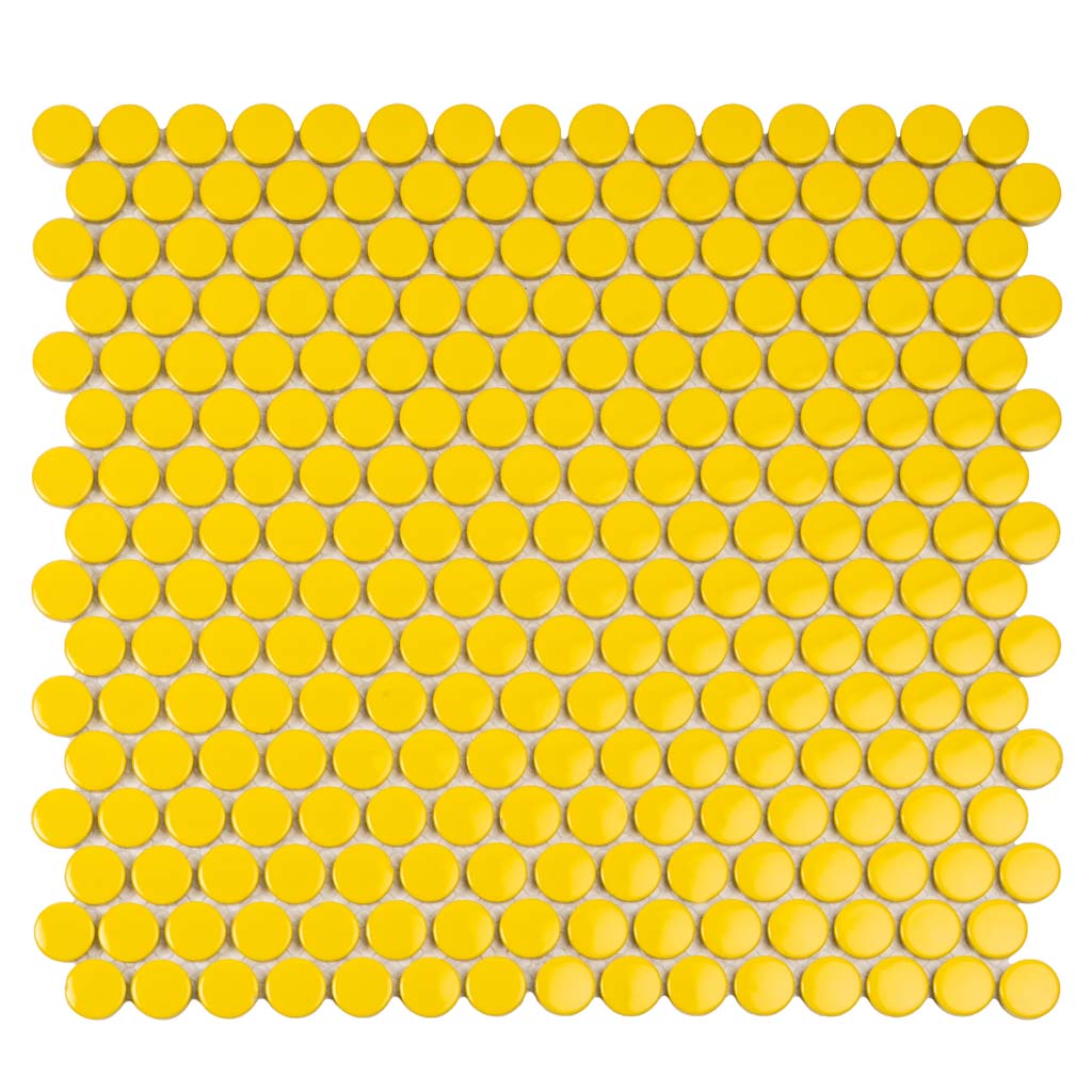 Yellow 12x12 Glossy Penny Round Porcelain Mosaic Tile (10 pack, 9.87 sq ft/case)