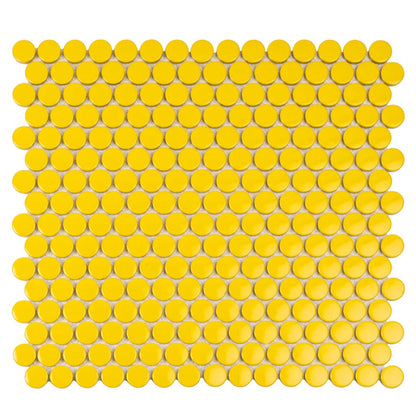 Yellow 12x12 Glossy Penny Round Porcelain Mosaic Tile (10 pack, 9.87 sq ft/case)